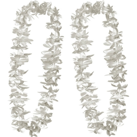 Set van 6x stuks hawaii bloemen slinger/kransen zilver -
