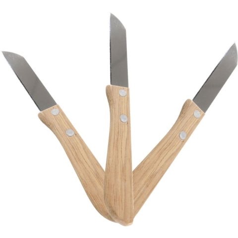 Keukenmesjes/aardappelschilmesjes - 6x stuks - hout/rvs - bruin - 17 cm -