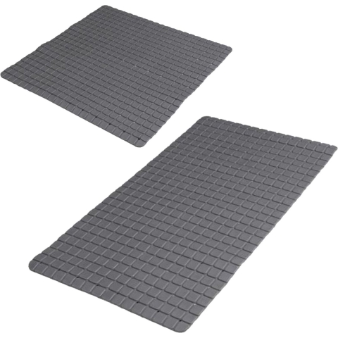 Urban Living Douche/badkamer anti-slip matten set - 2x stuks - rubber - antraciet -