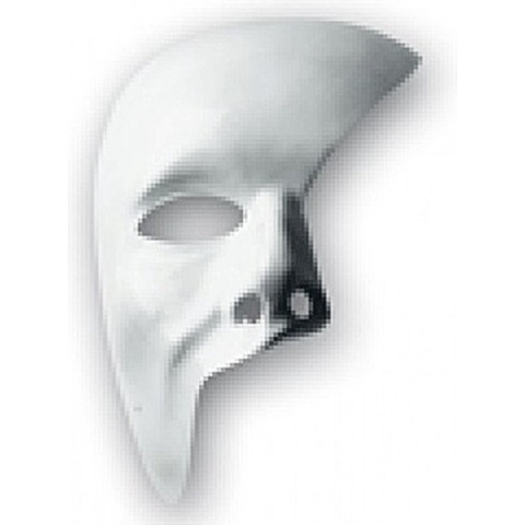Carnaval verkleed masker phantom of the opera - 6x - wit - met elastiekje - plastic - beschilderbaar -