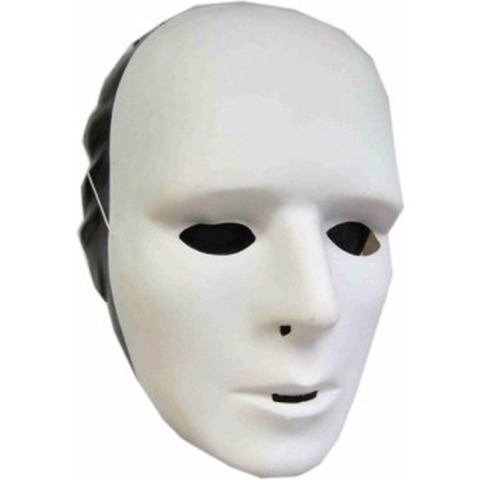 Grimeer masker - 6x - wit - van kunststof - met elastiekje - volwassenen -
