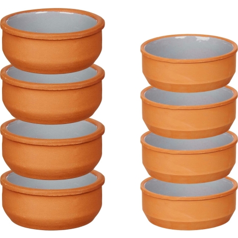 Set 12x tapas/creme brulee schaaltjes - terra/grijs - 6x 8 cm/6x 12 cm -
