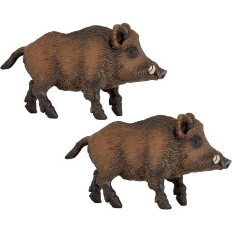 Set van 2x stuks plastic speelgoed dieren figuur wild zwijn 9,5 cm -