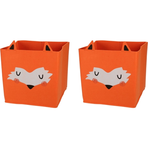 2x stuks opbergmand vilt kinderkamer - dieren thema vos - 32 x 32 x 32 cm -