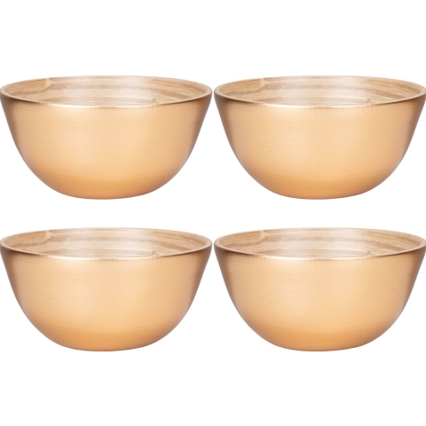 Schaaltje/kommetje - 4x - goud - bamboe - D14 cm x H7 cm -