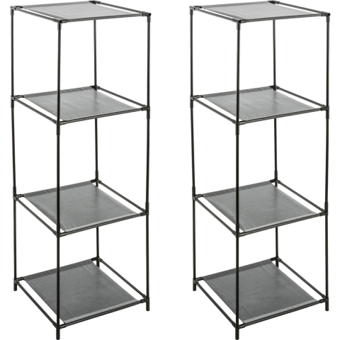 5Five Opbergrek 3- 2x -laags - metaal - kunststof - zwart - 34 x 98 cm - voor opbergmanden -