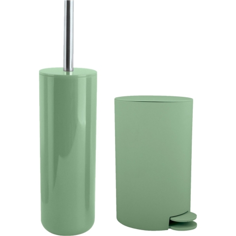 Toiletborstel in houder/pedaalemmer set Moods - kunststof - groen -