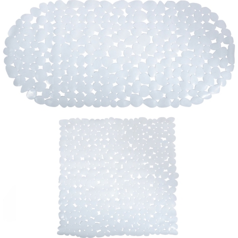 MSV Douche/bad anti-slip matten set badkamer - pvc - 2x stuks - wit - 2 formaten -