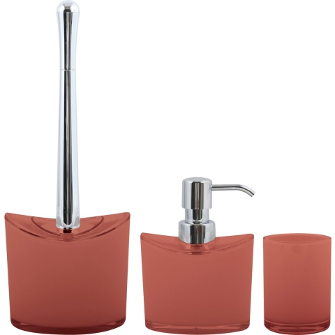 MSV Toiletborstel in houder/zeeppompje/beker - badkamer set Aveiro - kunststof - terracotta -