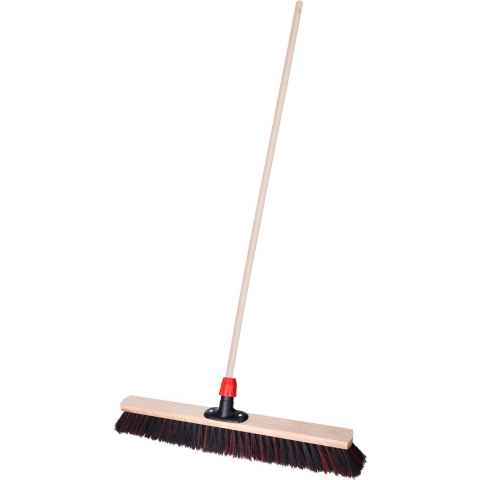 Straatbezem Elaston voor buiten tegels - Harde bezemkop van 60 cm breed - Houten steel van 120 cm -