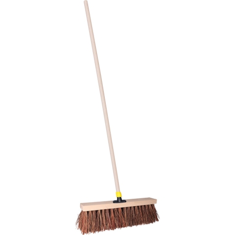 Straatbezem THOR voor harde ondergrond - Harde bezemkop van 40 cm breed - Houten steel van 129 cm -