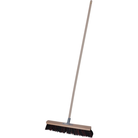 Straatbezem Tilemaster voor buiten tegels - Harde bezemkop van 50 cm breed - Houten steel van 120 cm -