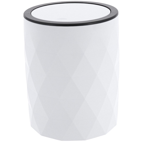 Badkamer prullenbak Diamond - wit - kunststof - 19 x 24 cm -