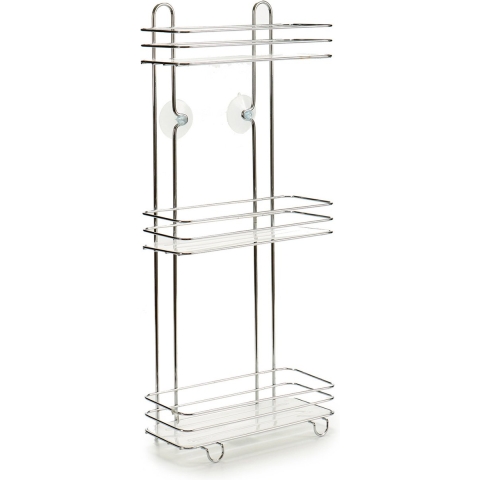 Chroom doucherek/badkamerrek 3-laags met zuignappen 26 x 60 cm -
