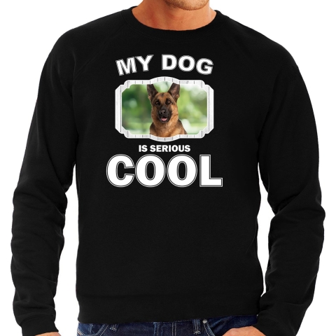 Duitse herder honden sweater / trui my dog is serious cool zwart voor heren S -