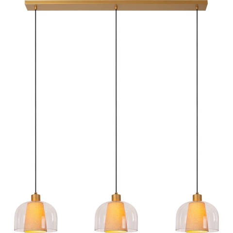 Lucide Gunhild 3L - Hanglamp - 122 X 24 X 146,6 Cm - Beige/goud/transparant