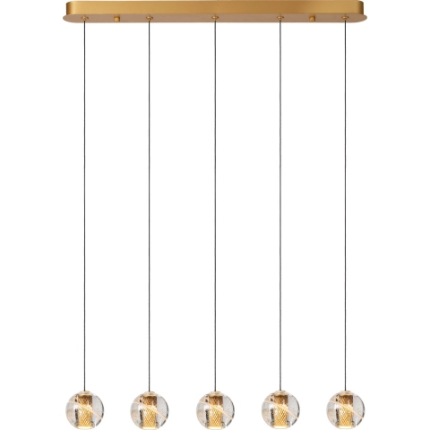 Lucide Dilenko 5L - Hanglamp - 84 X 10 X 150 Cm - 5 X 3,5W LED Incl. - Messing