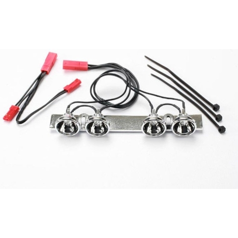 Led lightbar, (chrome, fits summit roll cage)/ light harness (4 clear lights)/ harness adapter