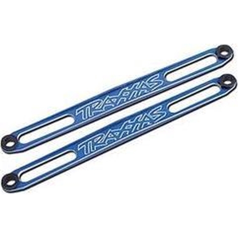 Hold downs, battery (blue-anodized) (2)/ adhesive foam battery pads/ shoulder screws (2)/battery hold-down posts (4)/ clips (4)