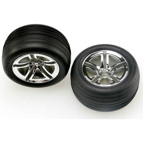 Tires & wheels, assembled, glued (2.8") (jato twin-spoke wheels, alias ribbed tires, foam inserts) (nitro front) (2)