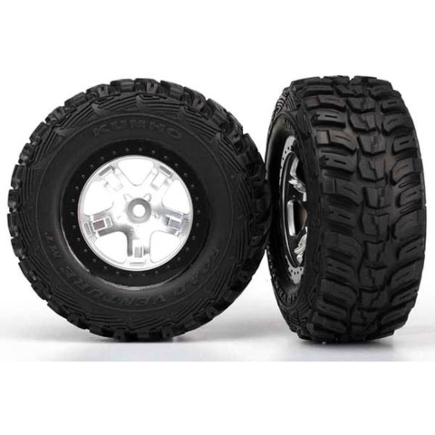 Tire & wheel assy, glued (sct satin chrome, beadlock style wheels, kumho tires, foam inserts) (2) (4wd front/rear, 2wd rear only)