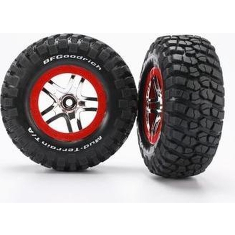 Tires & wheels, assembled, glued (s1 ultra-soft, off-road racing compound) (split-spoke chrome, red beadlock style wheels, bfgoodrich)