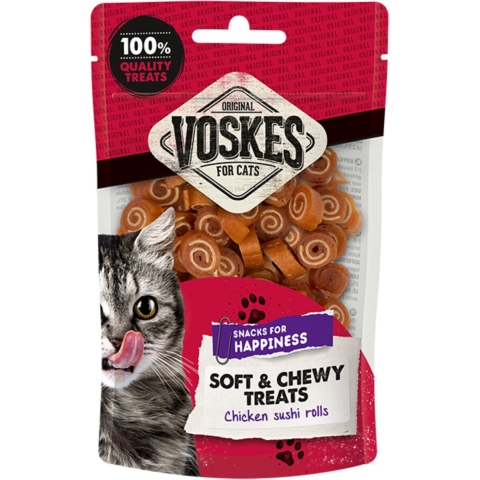 Voskes Soft & Chewy Sushi rolls kip kattensnack (60 g) 10 stuks