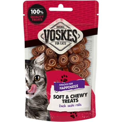 Voskes Soft & Chewy Sushi rolls eend kattensnack (60 g) 10 stuks