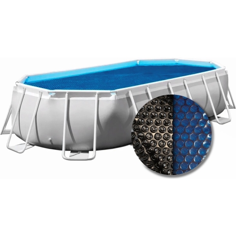 W'eau Solar cover ovaal - 915 x 460 cm (zeilmaat 909 x 454) - Zwart/Blauw - W'eau