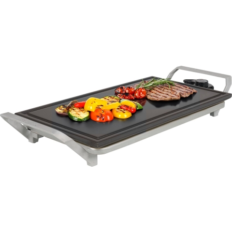 Princess 103150 Table Chef Premium Stone - Grillplaat - Bakplaat - Steengrill - PFAS-vrij - 46x26cm - Gourmet - 4 tot 6 personen - 1500W - Extra lang snoer