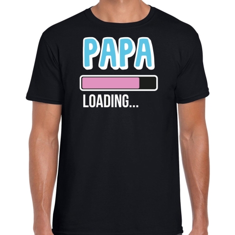 Cadeau t-shirt aanstaande papa - papa loading - blauw/roze- heren - Vaderdag/verjaardag S -