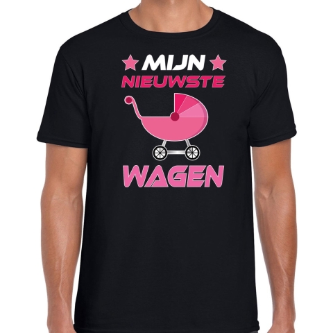 Cadeau t-shirt aanstaande papa - mijn nieuwste wagen - roze - Vaderdag/verjaardag S -