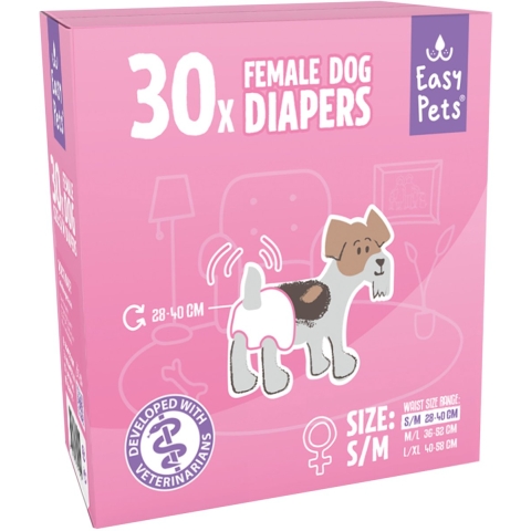Easypets Hondenluier - Teef - S/M - 30 stuks - Grootverpakking