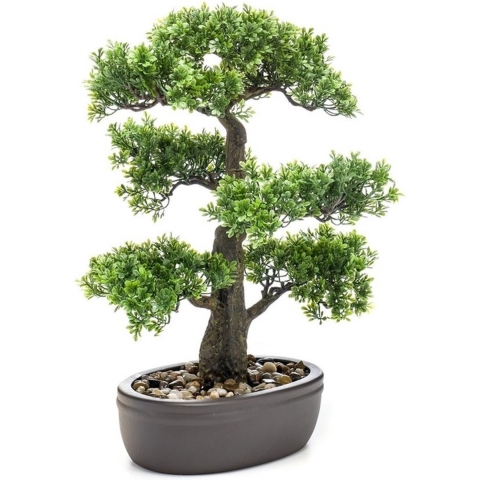 Kunstplant - Bonsai Boom - Ficus - In Bruine Pot - 43 cm -