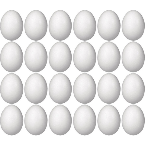 Piepschuim eieren - 24x st - H8 cm - hobby - knutselmateriaal - DIY -