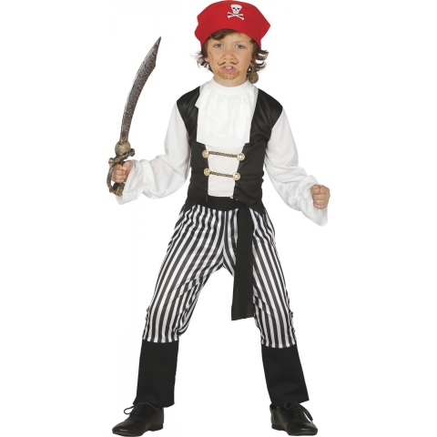 Carnaval verkleedkleding Piratenpak voor jongens - 4 delig - Piraat 140-152 (10-12 jaar) -