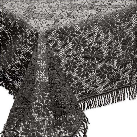 Unique Living tafelkleed/tafellaken - buiten/binnen - antraciet - 140 x 180 cm - Kant patroon -