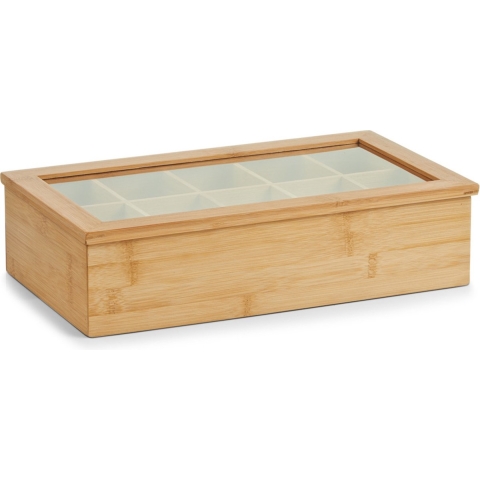 Bamboe houten 10-vaks theekist/theedoos 36 cm -