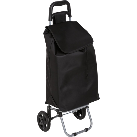 Boodschappen trolley tas - inhoud 30 liter - zwart - met wielen - 35 x 28 x 92 cm -