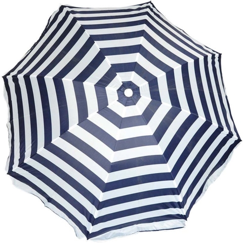 Parasol - blauw/wit - gestreept - D160 cm - UV-bescherming - incl. draagtas -