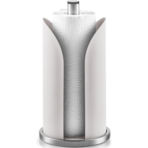 1x Luxe grijs/zilveren metalen keukenrolhouders rond half dicht 15 x 31 cm -