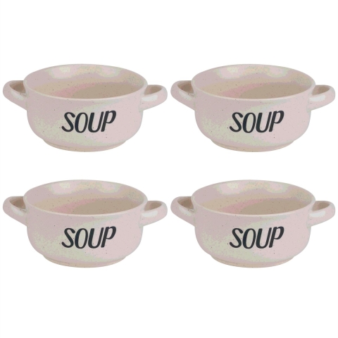 Soepkom van aardewerk - 12x - Creme wit - Dia 13,5 cm - 470 ml - Servies - Soepkommen -