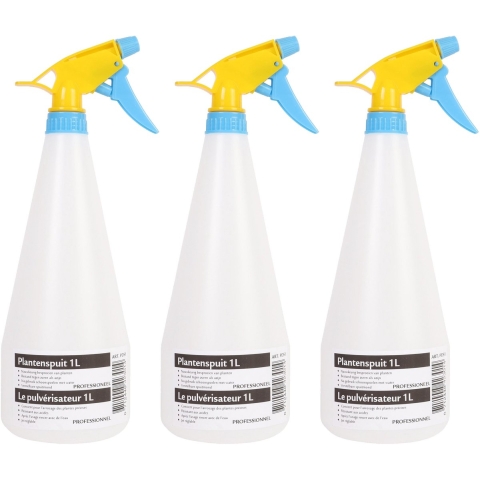 8x Plantenspuiten/waterspuiten 1 liter transparant/geel/blauw -