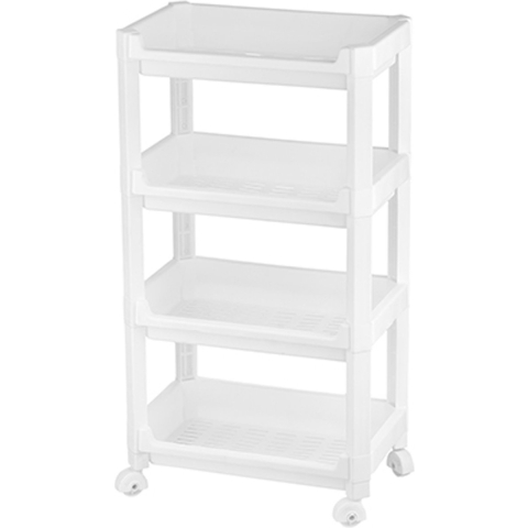 CM keukentrolley/badkamer trolley - op wieltjes - 4-laags - wit - kunststof - 35 x 22 x 67 cm -