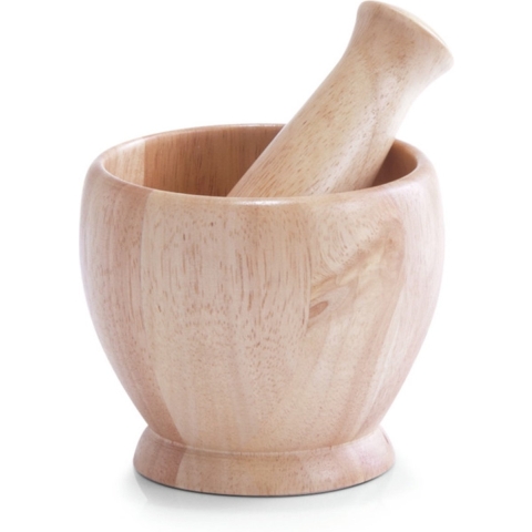 Vijzel met stamper rubberhout D12 x H10 cm -