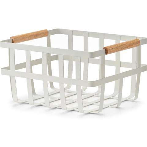 Industriele draadmand/opbergmand - wit - metaal - 32 x 25 x 17 cm - Keukenmandjes/sokkenmand -
