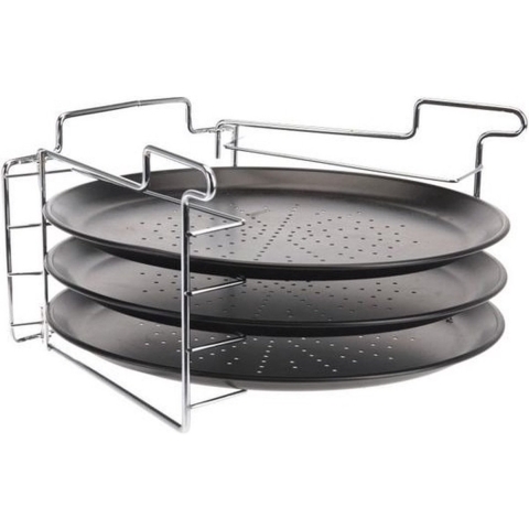 Pizza bakset - 4 delig - 30 x 30 x 25 cm - RVS - non stick pizzaplaten - pizza bakken set -