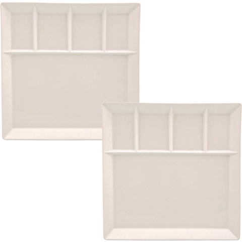 Svenska Living Vakjesbord - 4x stuks - 5-vaks - wit - bord met vakjes - fonduebord - gourmetbord - 2 -
