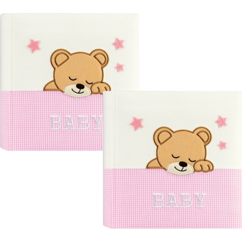 2x Luxe fotoboek/fotoalbum Elisa baby meisje met 20 paginas roze 33 x 33 x 4 cm -