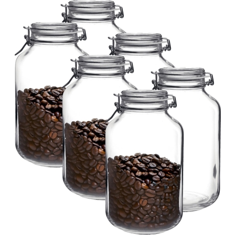 Voorraad/weckpot - 6x - transparant - glas - 28 x 15 cm - 4 L - Bormioli Rocco -